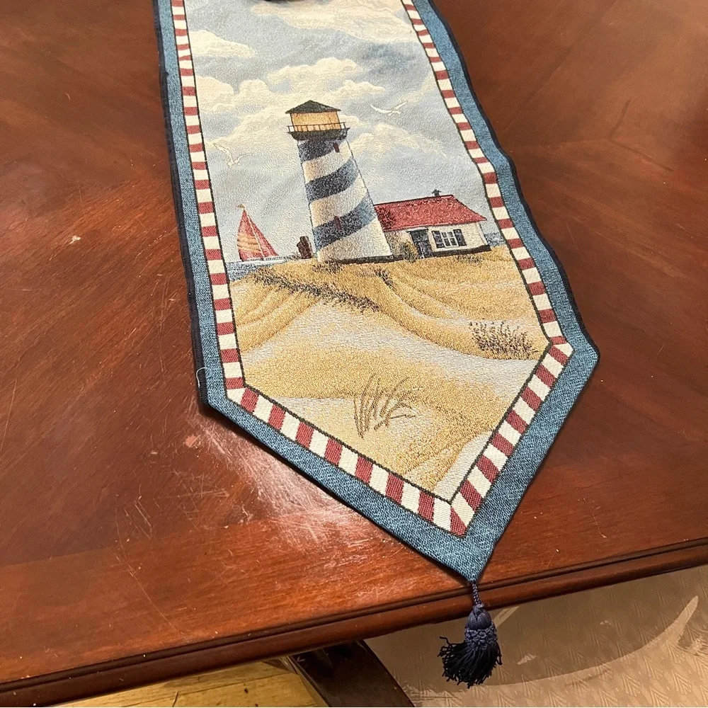 Vintage Lighthouse Tapestry Table Runner Decor